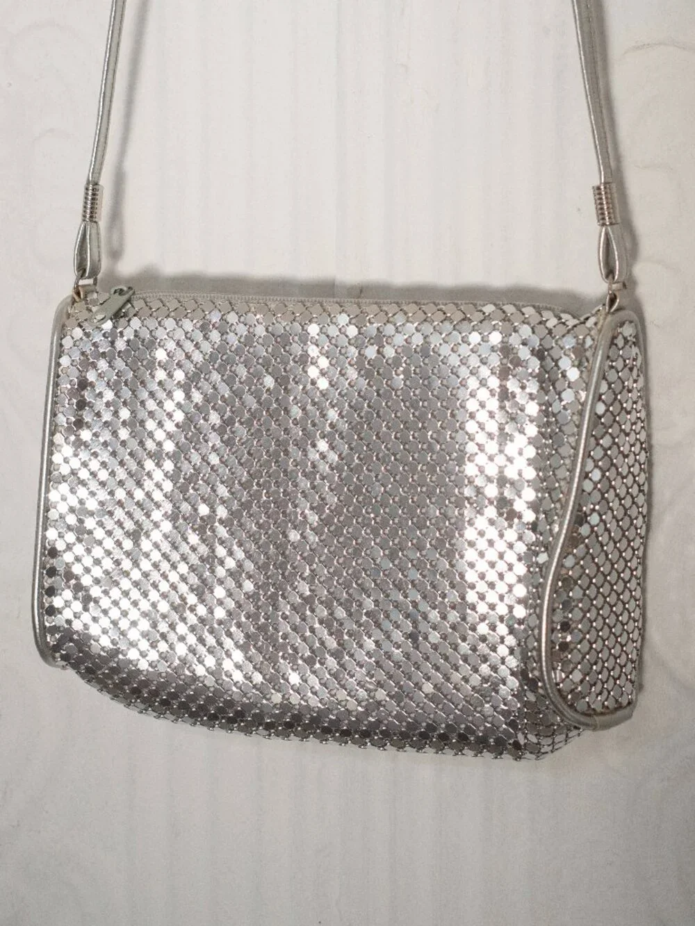 Metallic Silver Sequined Purse
